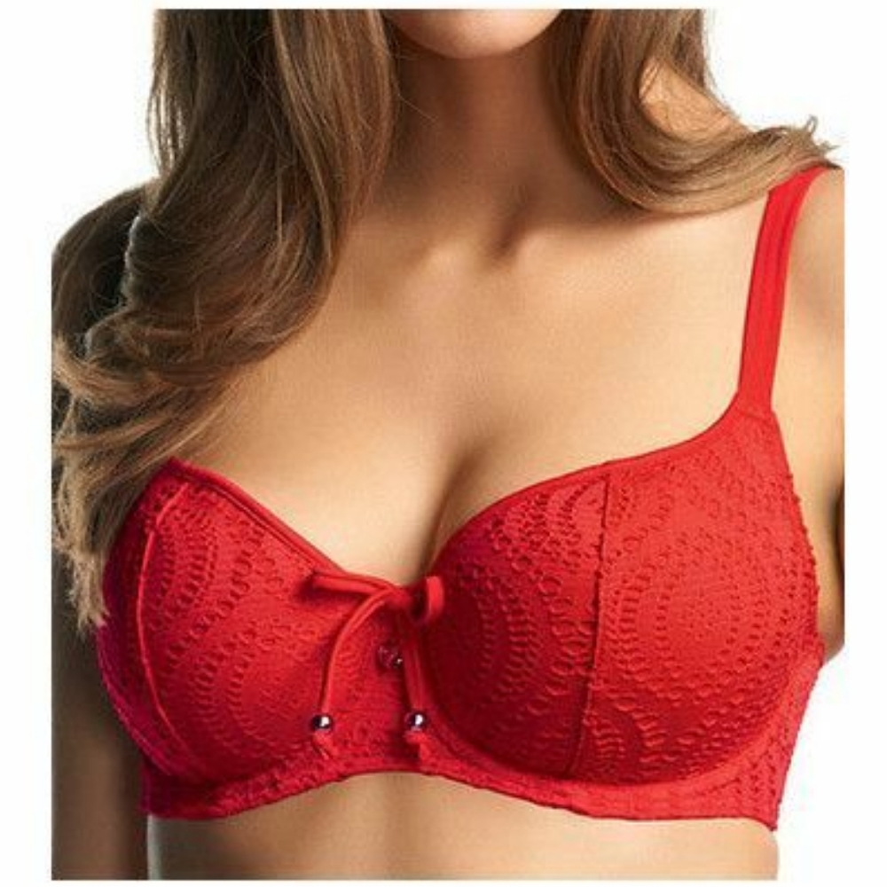 FREYA Cha Cha Padded Underwired Bikini Top in Red Size 34GG UK/34J US
